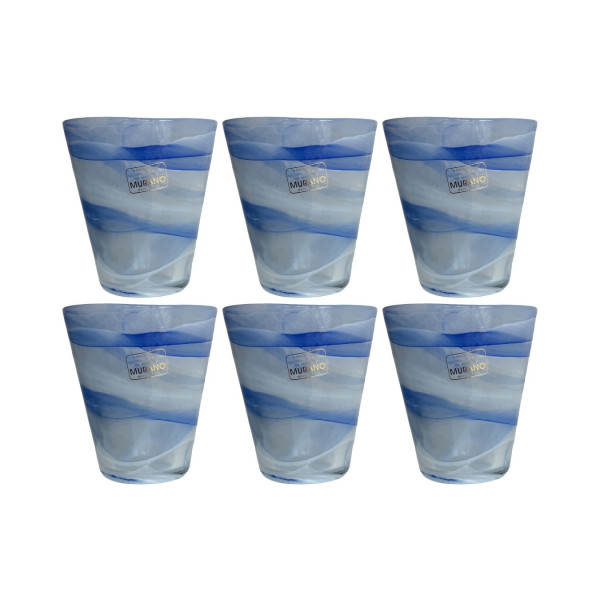 SET 6 BICCHIERI VETRO DI MURANO BLU
