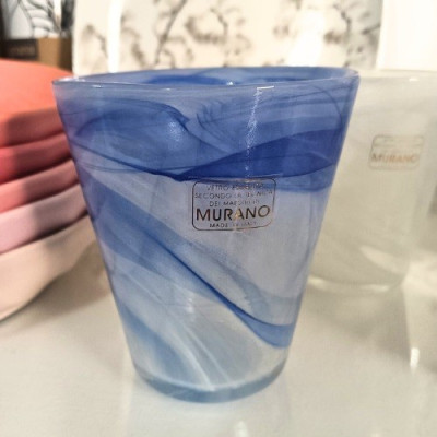 SET 6 BICCHIERI VETRO DI MURANO BLU