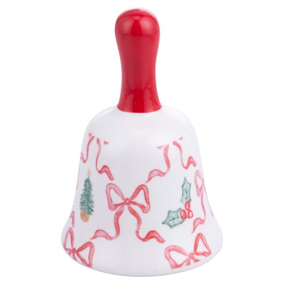 CAMPANELLA CERAMICA NATALE CON I FIOCCHI