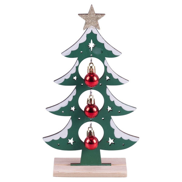 NATALE CHIC ALBERO IN LEGNO H 24CM