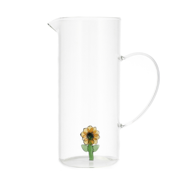 H&H CARAFFA IN VETRO BOROSILICATO CON MINIATURA GIRASOLE LT 1,5