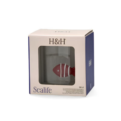 H&H BICCHIERE ACQUA IN VETRO BOROSILICATO CON MINIATURA MARE 30CL
