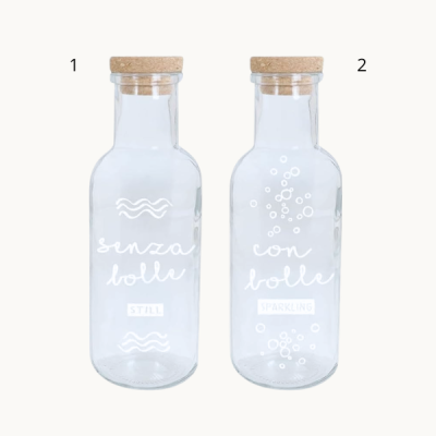 BOTTIGLIA IN VETRO 1 LT DECORO CASUALE STEEL & SPARKLE