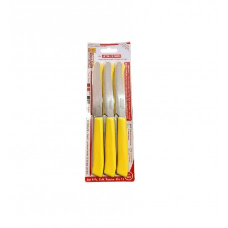 SET 6 COLTELLI TAVOLA COLOR GIALLO