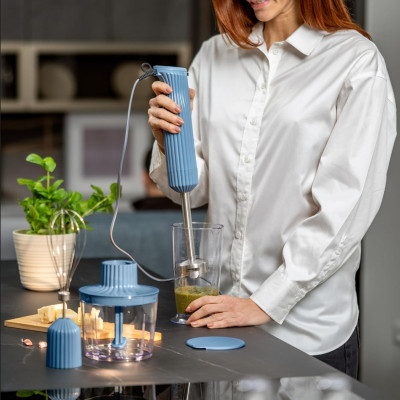 GUZZINI FRULLATORE AD IMMERSIONE CON ACCESSORI BLU NAVY SOUS CHEF