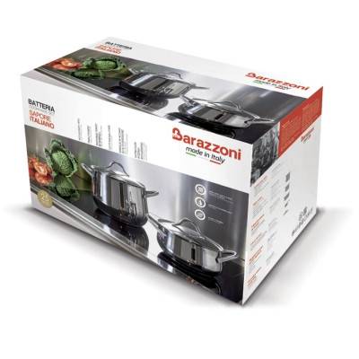 BARAZZONI BATTERIA 11 PZ SAPORE ITALIANO IN ACCIAIO INOX 18-10  