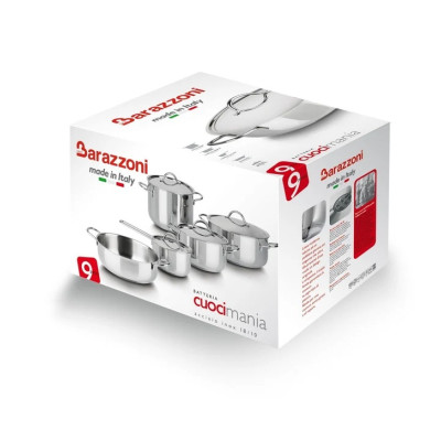 BARAZZONI BATTERIA 9 PZ CUOCI MANIA IN ACCIAIO INOX 18-10