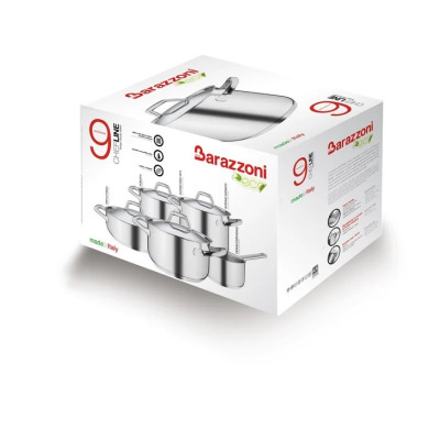 BARAZZONI BATTERIA 9 PZ CHEF LINE IN ACCIAIO INOX 18-10