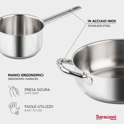 BARAZZONI BATTERIA 9 PZ CHEF LINE IN ACCIAIO INOX 18-10