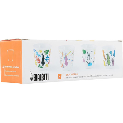 BIALETTI SET 4 BICCHIERINI IN PORCELLANA ARTE