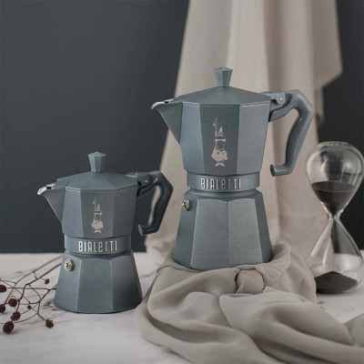 BIALETTI MOKA EXCLUSIVE INDUZIONE 3TZ GREY - EFFETTO PIETRA GRIGIO