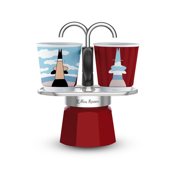 BIALETTI SET MINI MOKA 2TZ MAGRITTE + 2 BICCHIERINI 
