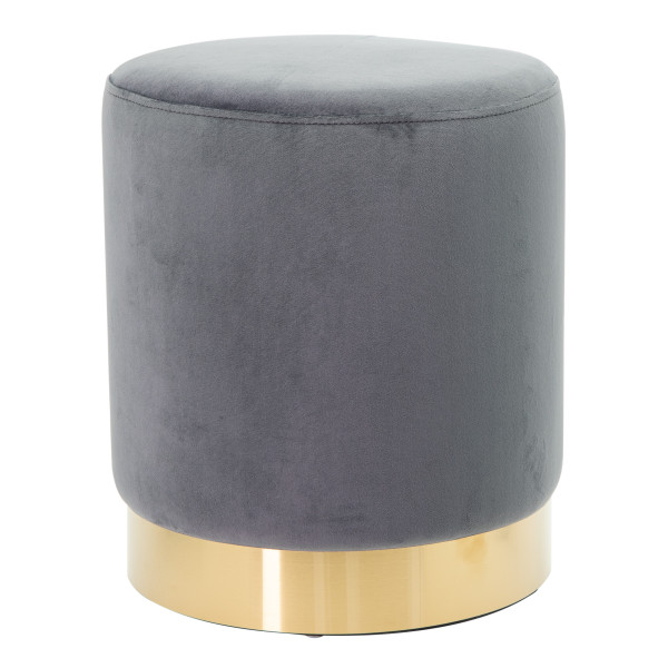 POUF IN VELLUTO GRIGIO BASE ORO   AVA  