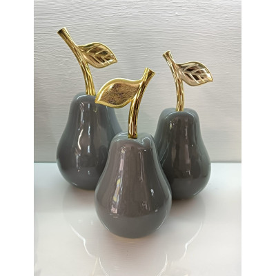 PERA DECORATIVA GRIGIO LUCIDO H27CM