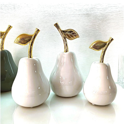 PERA DECORATIVA BIANCO LUCIDO H27CM