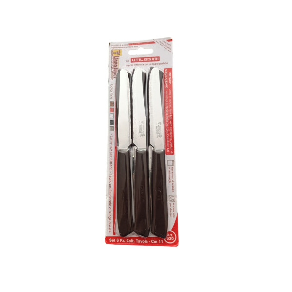 SET 6 COLTELLI TAVOLA COLOR MARRONE