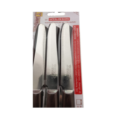 SET 6 COLTELLI TAVOLA COLOR MARRONE