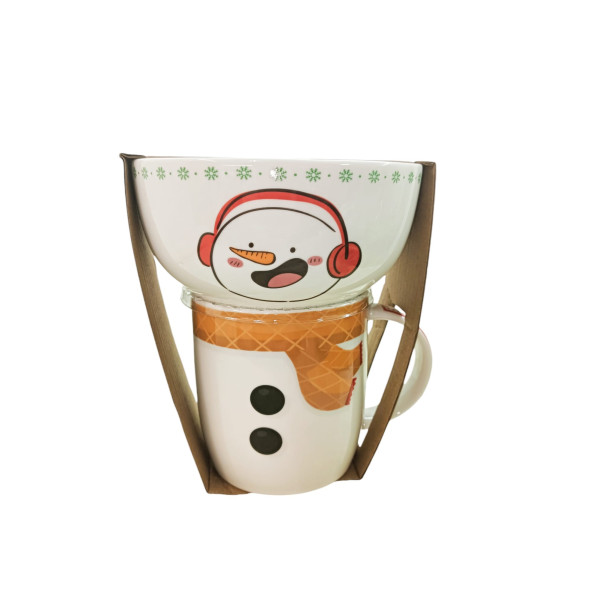 SET 2 PZ MUG + CIOTOLA PUPAZZO DI NEVE