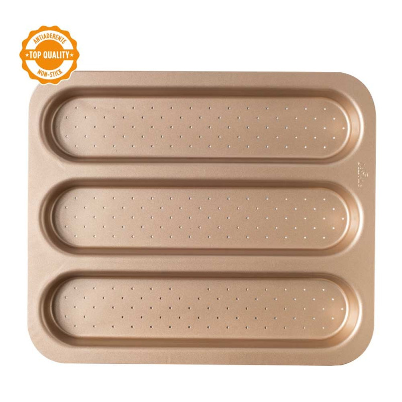 Teglie E Lasagnere Gold Line Stampo Baguette 3 CavitÃ 