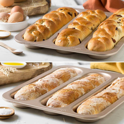 Teglie E Lasagnere Gold Line Stampo Baguette 3 CavitÃ 