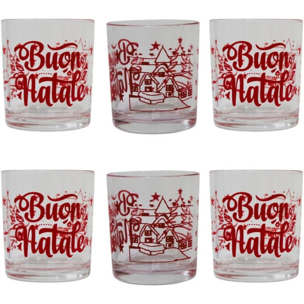 SET 6 BICCHIERI ACQUA BUON NATALE