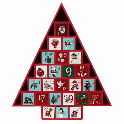 Decorazioni Calendario Dell'avvento In Legno H38cm