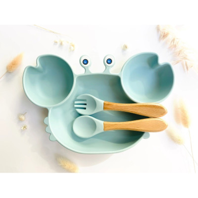 Set Pappa E Bavaglini Gab Il Piatto Granchio Con Posate - Set