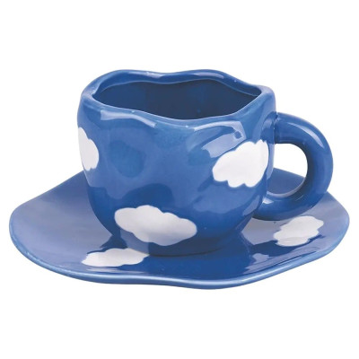 Caffetteria, Tisaneria E Accessori Set Tazza Piattino E Montalatte Nuvole
