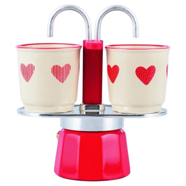 CAFFETTIERA + 2 TAZZINE CUORICINI