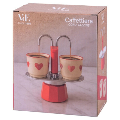 Caffetteria, Tisaneria E Accessori Caffettiera + 2 Tazzine Cuoricini