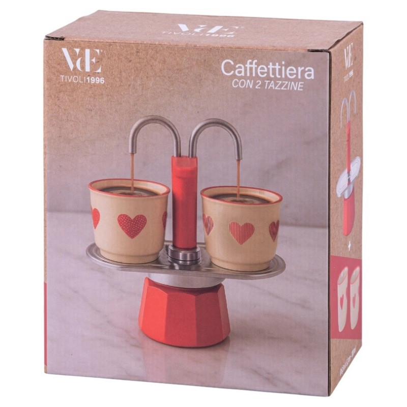 Caffetteria, Tisaneria E Accessori Caffettiera + 2 Tazzine Cuoricini
