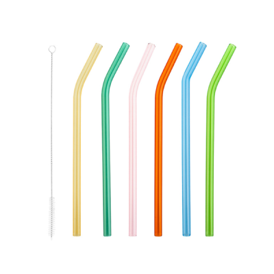 H&H SET 6 CANNUCCE CURVE IN VETRO BOROSILICATO COLORI ASSORTITI + SCOVOLINO