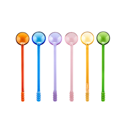 H&H SET 6 CUCCHIAINI BIBITA IN VETRO BOROSILICATO COLORI ASSORTITI