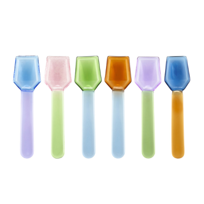 H&H SET 6 CUCCHIAINI GELATO IN VETRO BOROSILICATO COLORI ASSORTITI