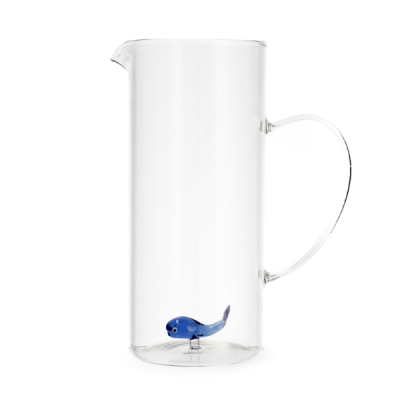 H&H CARAFFA IN VETRO BOROSILICATO CON MINIATURA BALENA LT 1,5