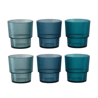 VDE SET 6 BICCHIERI ACQUA IN PLASTICA 300 ML-SHADES OF OCEAN