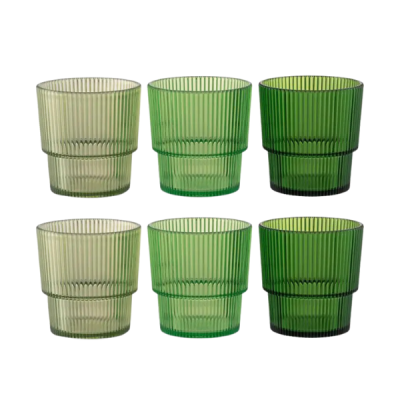 VDE SET 6 BICCHIERI ACQUA IN PLASTICA 300 ML-SHADES OF GREEN