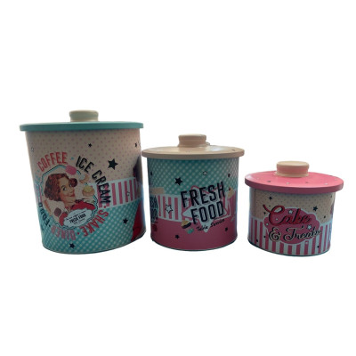 Contenitori Per La Conservazione Set 3 Scatole In Latta -decori Vintage