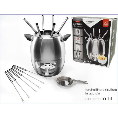Piccoli Elettrodomestici Set Fonduta Con Fornellino In Acciaio