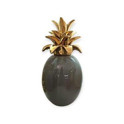 Oggettistica Ananas Decorativo Grigio Lucido H27cm