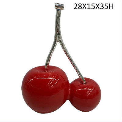 Oggettistica Ciliegie Decorative Rosso Lucido H35cm