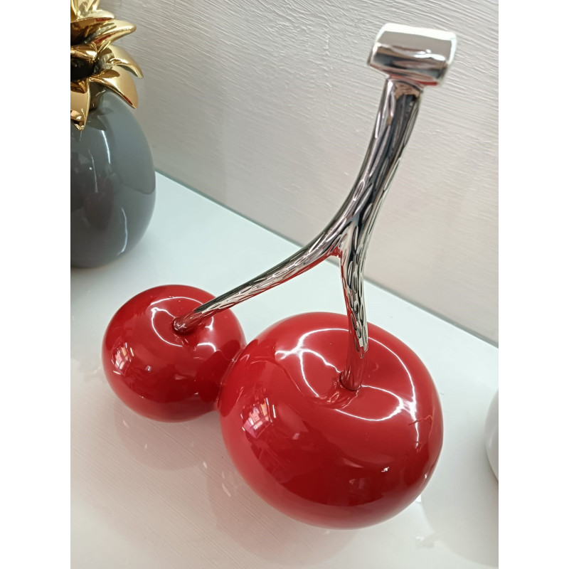 Oggettistica Ciliegie Decorative Rosso Lucido H35cm