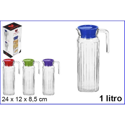 Brocche, Bottiglie E Decanter Brocca In Vetro Con Tappo Colorato 1lt