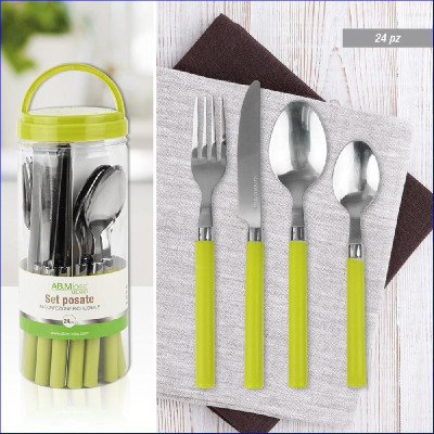 Posateria Servizio Posate 24pz Verde Acido