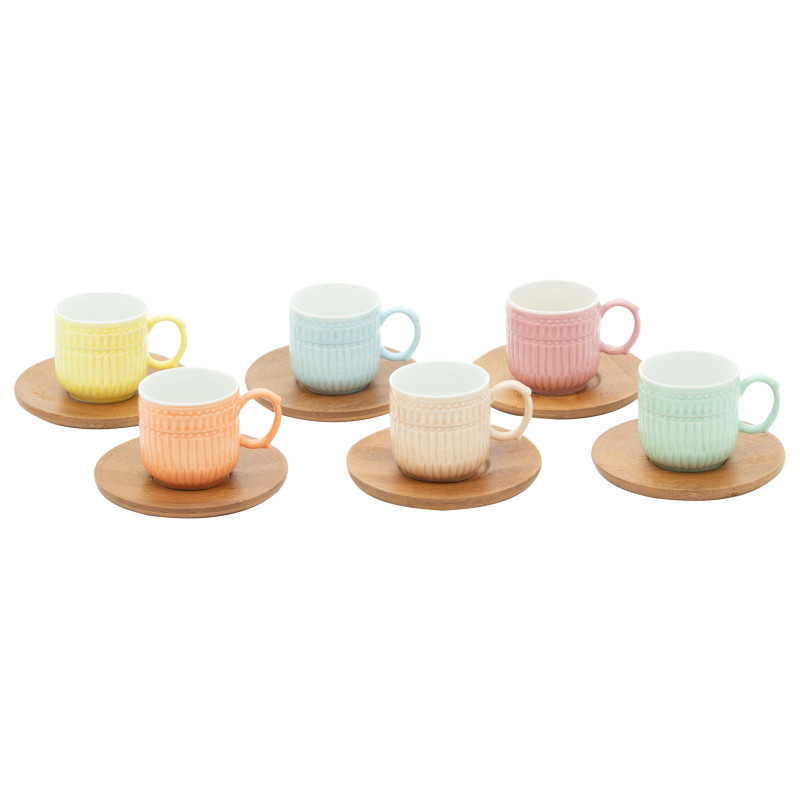Servizio Caffe' Set 6 Tazzine+6piattini Bamboo Mod.funny