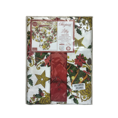 Tovaglie E Tessile Natalizio Lilly Tovaglia Panama + 6 Tovaglioli