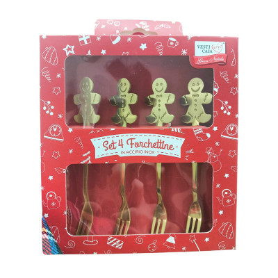 Tavola Forchettine Natalizie Oro Set 4pz